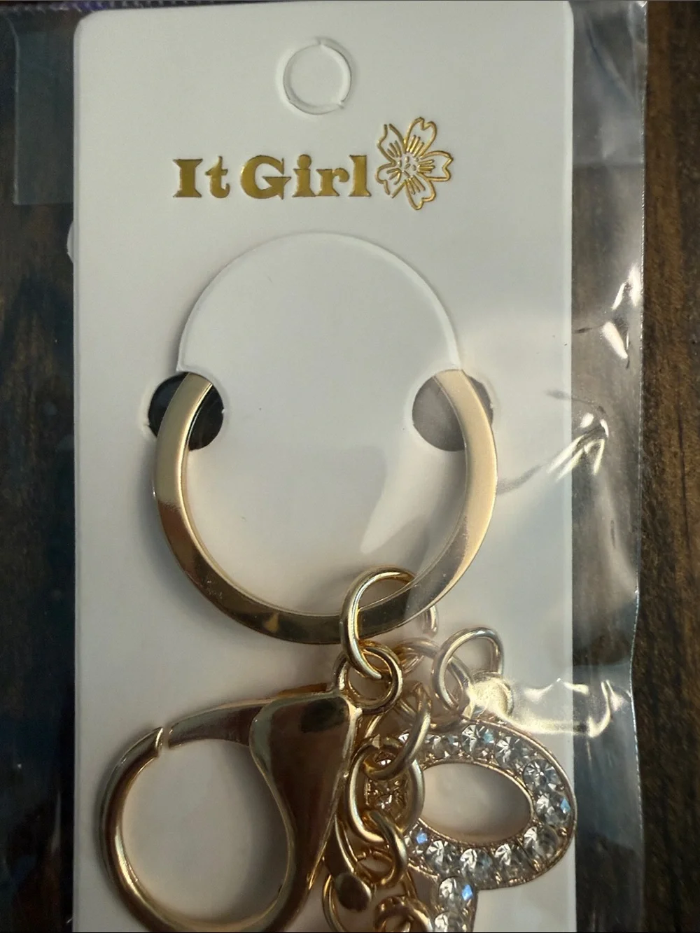 ItGirl Gold-tone Rhinestone Heart Padlock w/Key Keychain Charm